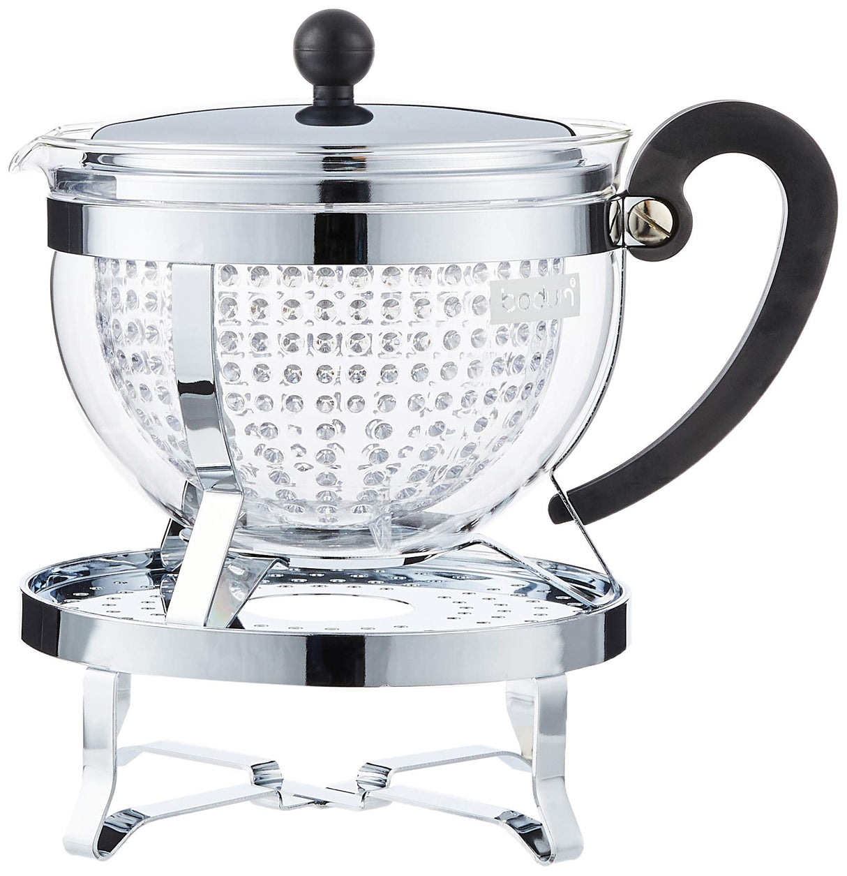 Bodum - K11143-16-1 - Chambord Set - Tetera con filtro de plástico 1.3 l con calentador y 2 vasos térmicos - 0,35 l