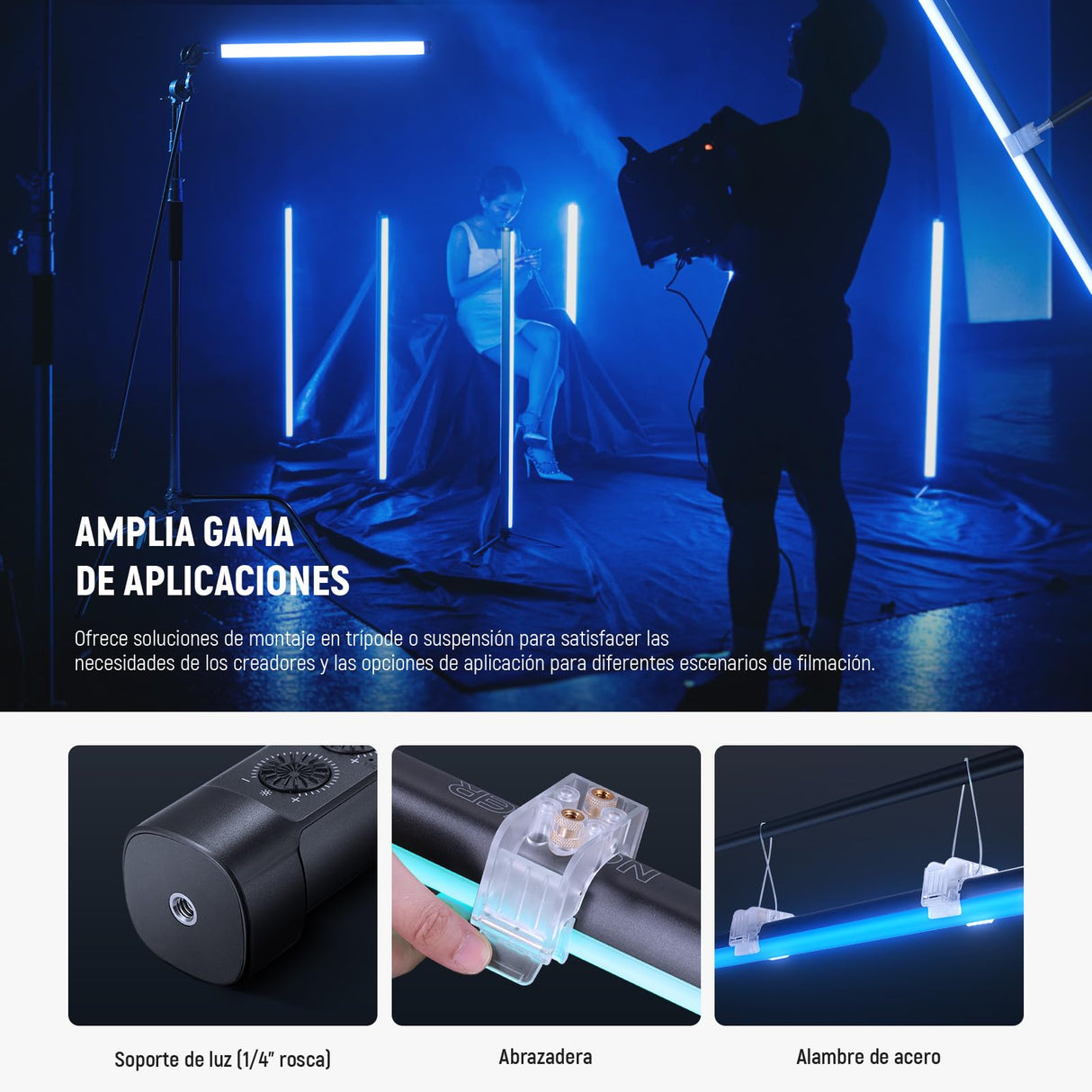 NEEWER RGB Tubo Luz, 30W Luz Video LED RGBWW Varita de Luz a Todo Color con 18 Escenas 7 Píxeles Efectos 2500-10000K CRI97/TLCI98 6000mAh, Control App/2.4G/DMX para Grabación Fotografía, TL90C