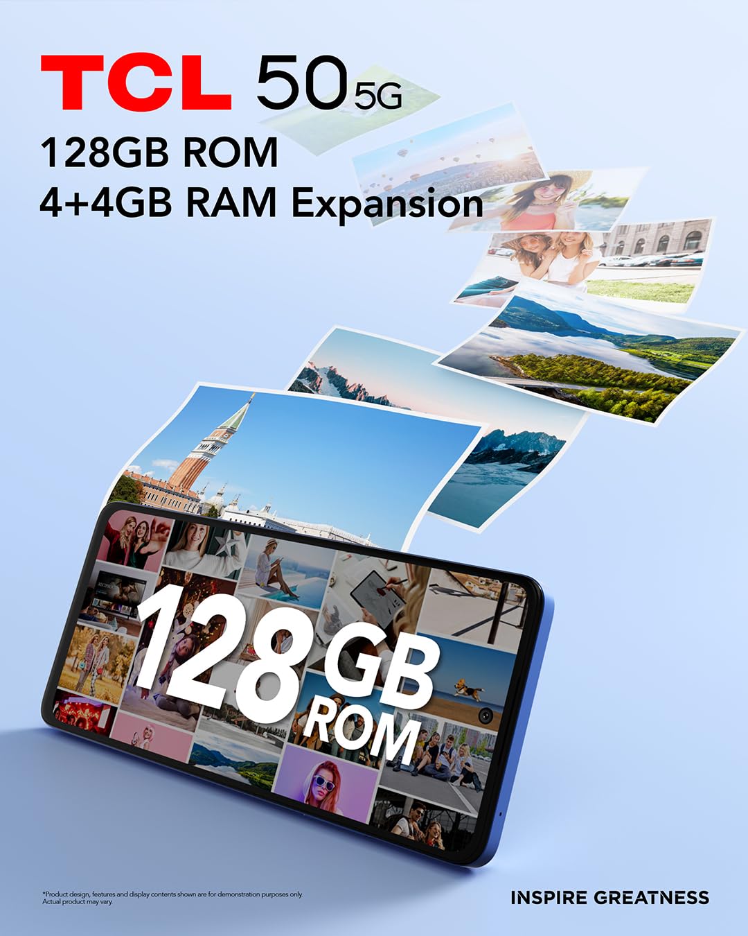 TCL Mobile 50 5G Smartphone, chipset MediaTek Dimensity 6100+, Pantalla HD+ 90Hz de 6,56 Pulgadas, 128, 8 de RAM, Extensión de 4 y 4 de RAM, Cámara Dual Híbrida de 50 MP, Android 14, 5010 mAh