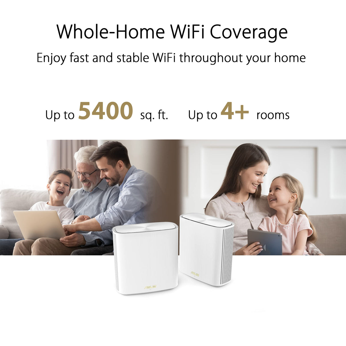 ASUS ZenWiFi XD6S Whole Home Mesh WiFi 6 System AX5400 (2 Pack Blanco) Cobertura hasta de 501 m2 (4+ habitaciones), configuración sencilla, seguridad de red