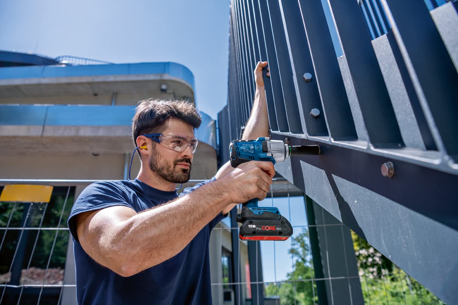 Bosch Professional 18V System GDS 18V-450 HC - Atornillador de impacto a batería (450 Nm, 800 Nm par de arranque, conectable, sin batería, en caja)