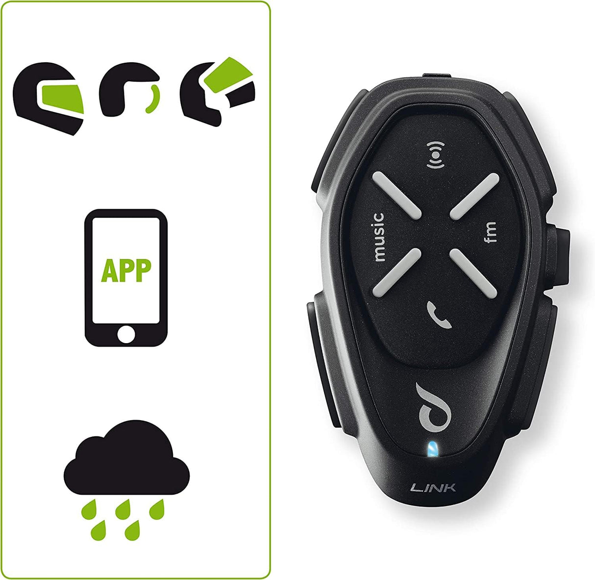 INTERPHONE Link HD - Doble – Intercomunicador para Casco de Moto, estéreo, Alta fidelidad, 40 mm, Uso piloto – piloto, Distancia 300 m, autonomía 20 Horas, GPS, TFT, Impermeable IPX67