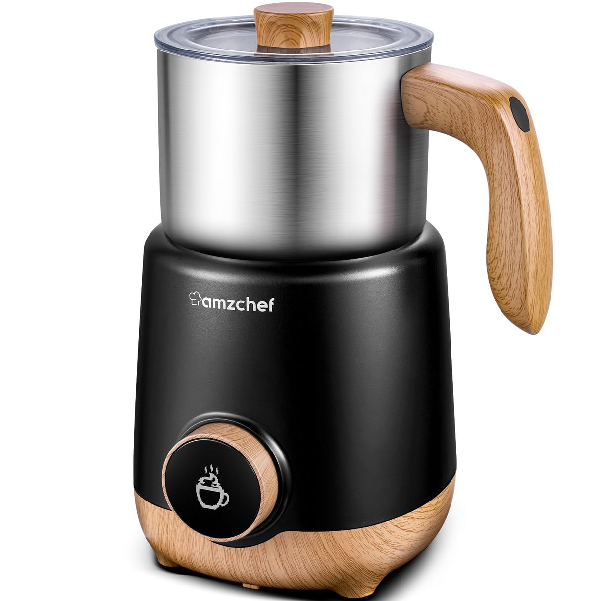 AMZCHEF 8-IN-1 Espumador de Leche Electrico 550 W | 600ml Calentador de Leche para Espumar Leche Caliente y Fría, Leche Caliente, Leche con Chocolate, Comida para Bebé a Base de Leche | Blanco