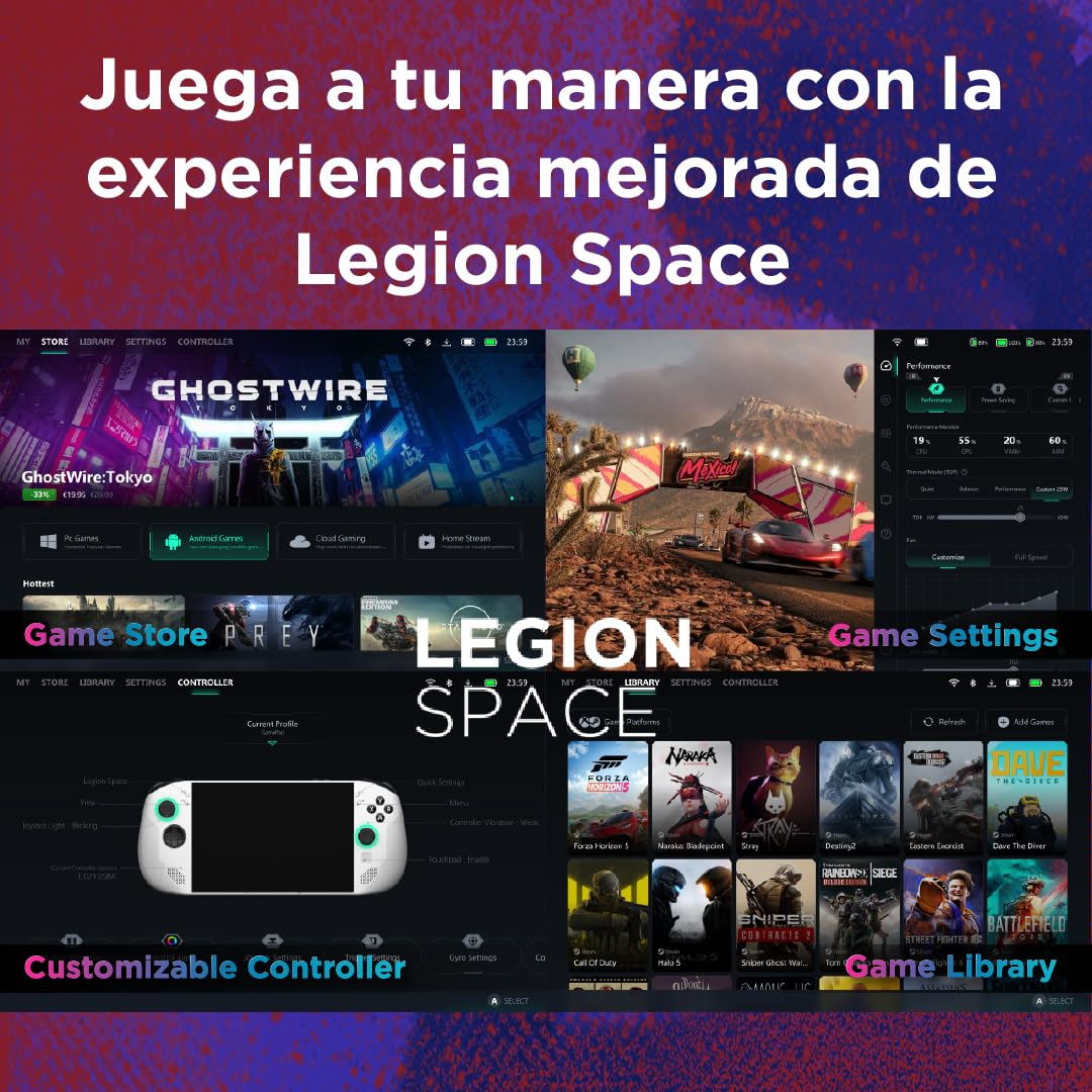 Lenovo Legion Go S - Consola Portátil Gaming 8" WUXGA (AMD Ryzen Z2 Go, 16 GB RAM, 512 GB SSD, AMD Radeon Graphics, 120 Hz, Wi-Fi 6E, SteamOS en Español) – Violeta Oscuro