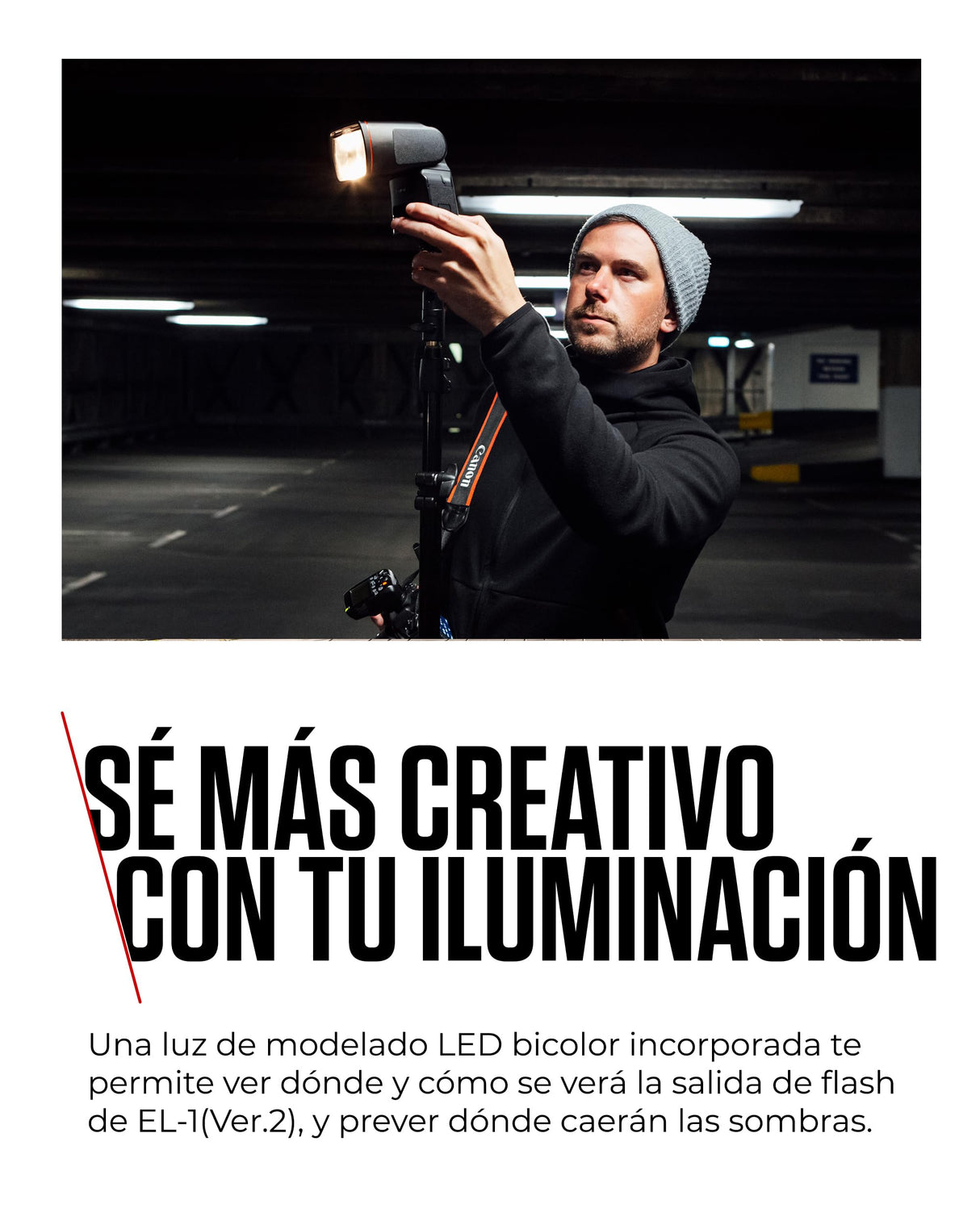 Canon Speedlite EL-1 (Ver.2) Flash de Cámara Profesional - Ideal para Deportes, Moda, Boda - Resistente al Clima y Cabeza de Flash Inclinable 120° - Compatible con Canon EOS