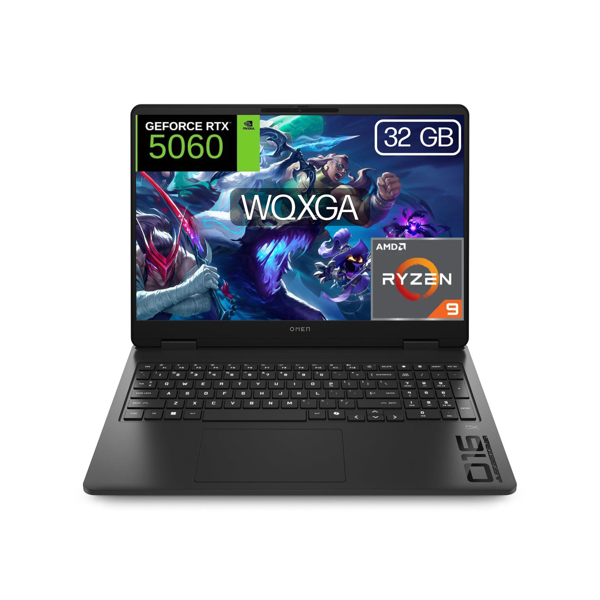 HP OMEN 16-ap0039ns, Ordenador portátil Gaming 16" 2.5K WQXGA (AMD Ryzen 9-8940HX, 32GB RAM, 1TB SSD, NVIDIA GeForce RTX 5060, FreeDos) Negro - Teclado QWERTY Español