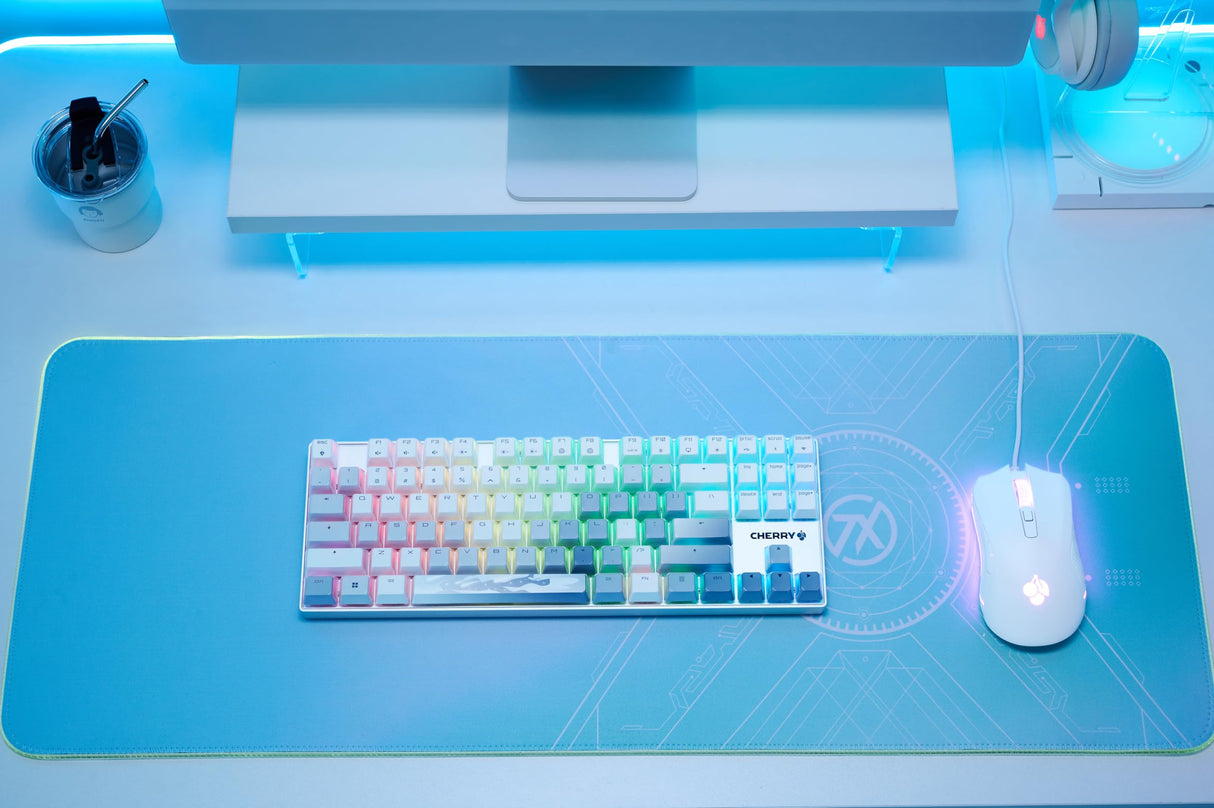 CHERRY MX 8.2 TKL Wireless XAGA, Teclado Gaming Inalámbrico sin Bloque Numérico, Disposición Alemania (QWERTZ), Bluetooth, 2,4 GHz & Cable, Switches MX2A RED, Blanco