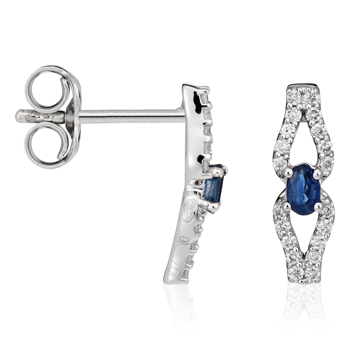 Orphelia Mujer 18 k (750) oro blanco corte brillante redondo azul blanco diamante zafiro