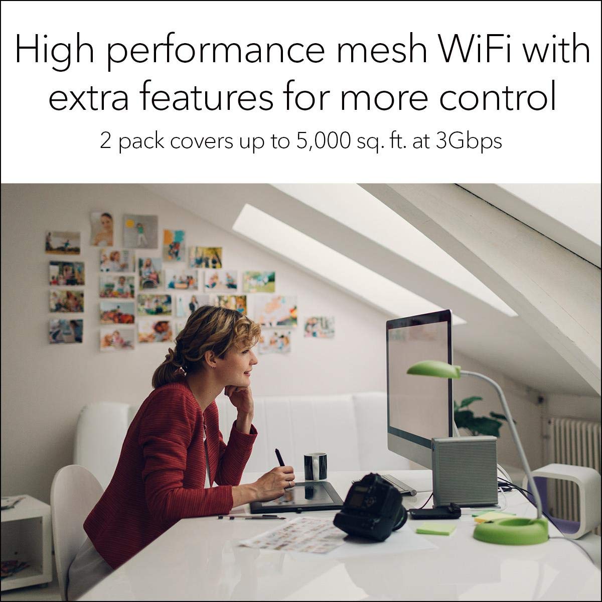 NETGEAR Orbi Pro Tri-Band Mesh WiFi System (SRK60) - Router & Extender reemplazo Cubre hasta 5.000 pies Cuadrados, Paquete de 2, Router de Velocidad de 3Gbps y 1 satélite, Blanco
