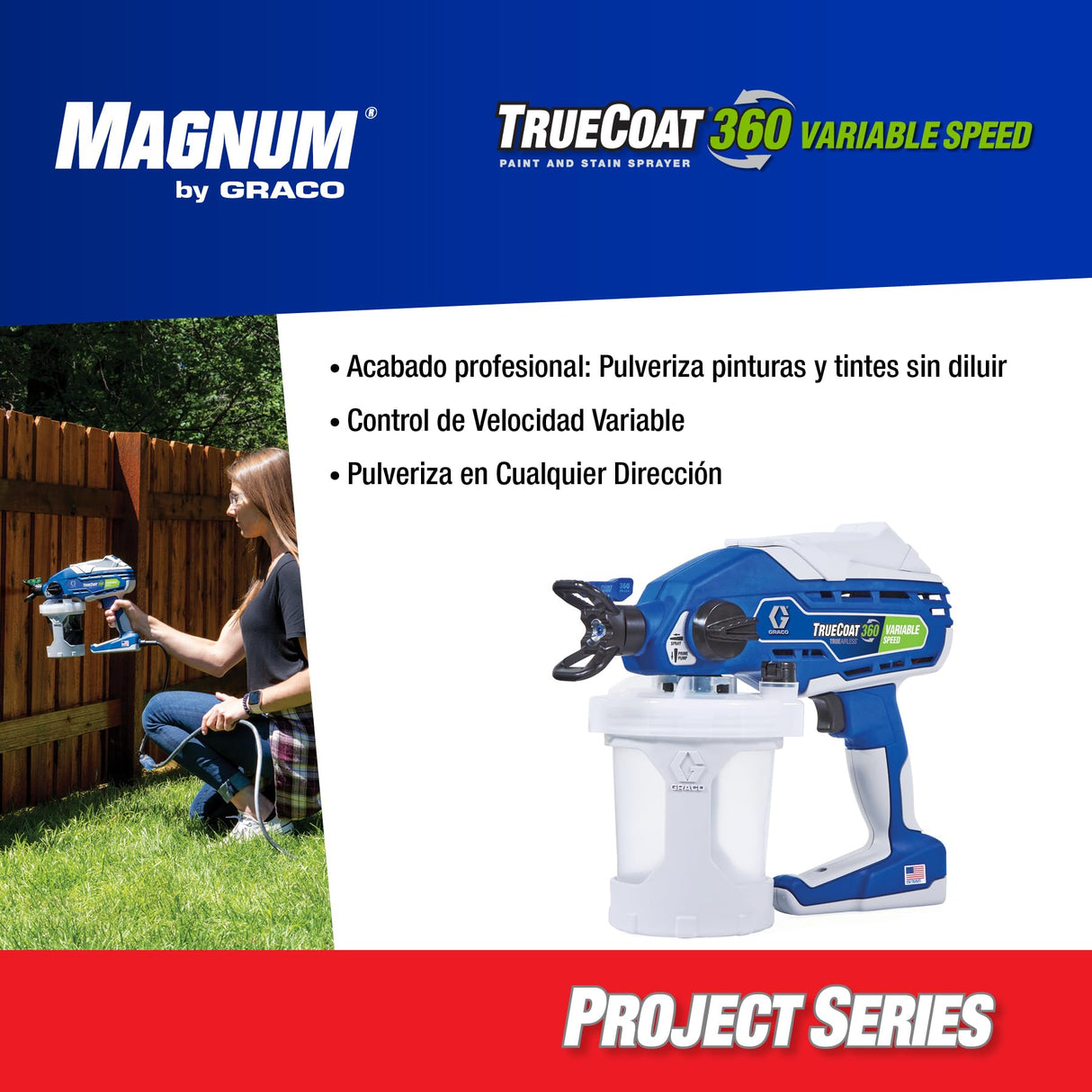 Magnum de Graco 26D527 TrueCoat 360 Variable Speed, pulverizador de Pintura airless con Cable portátil, Modelo UE, Uso doméstico, pequeños proyectos Decorativos (presión máxima 138 Bar)