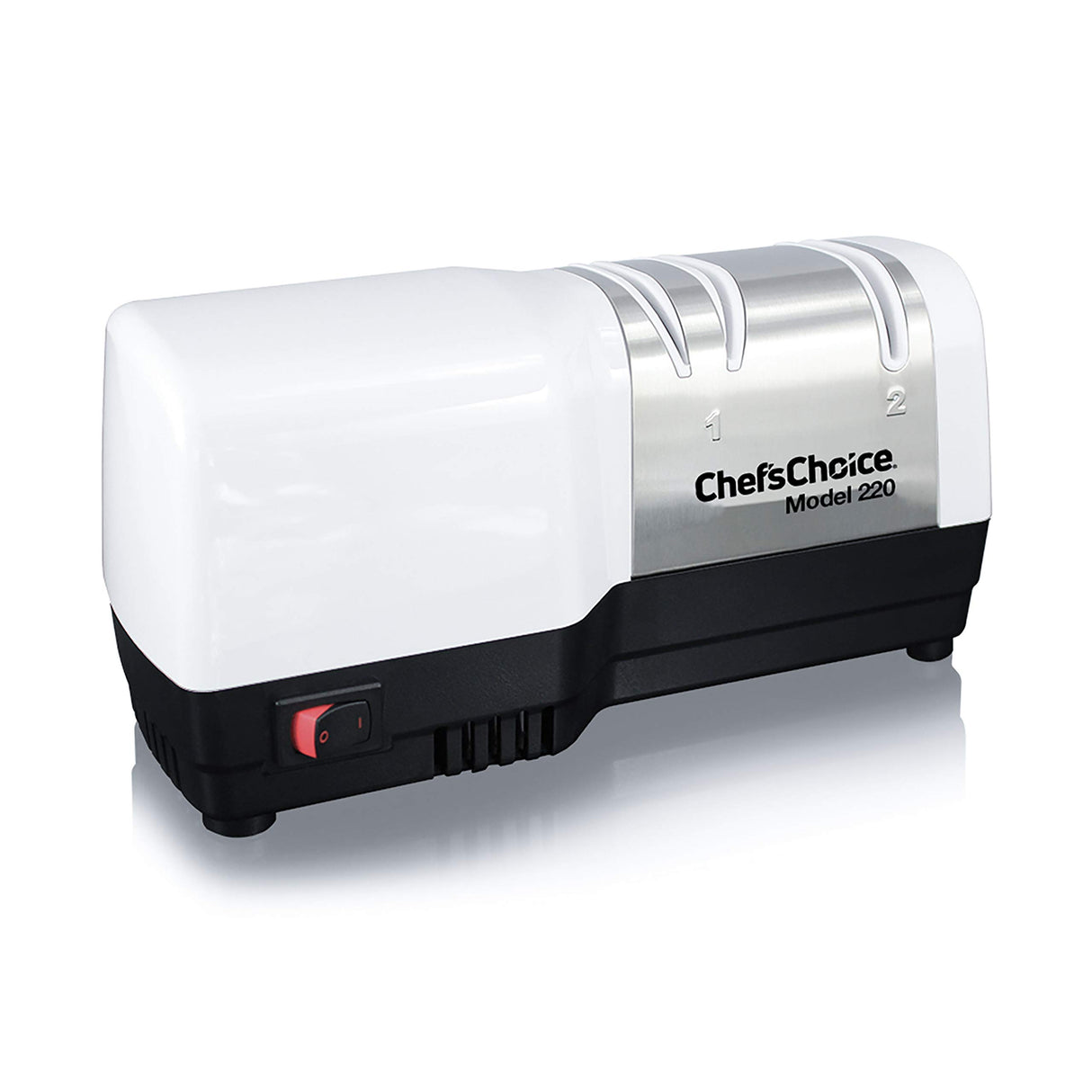 CHEF'S CHOICE 220 - Afilador de cuchillos eléctrico, color negro, blanco y plateado