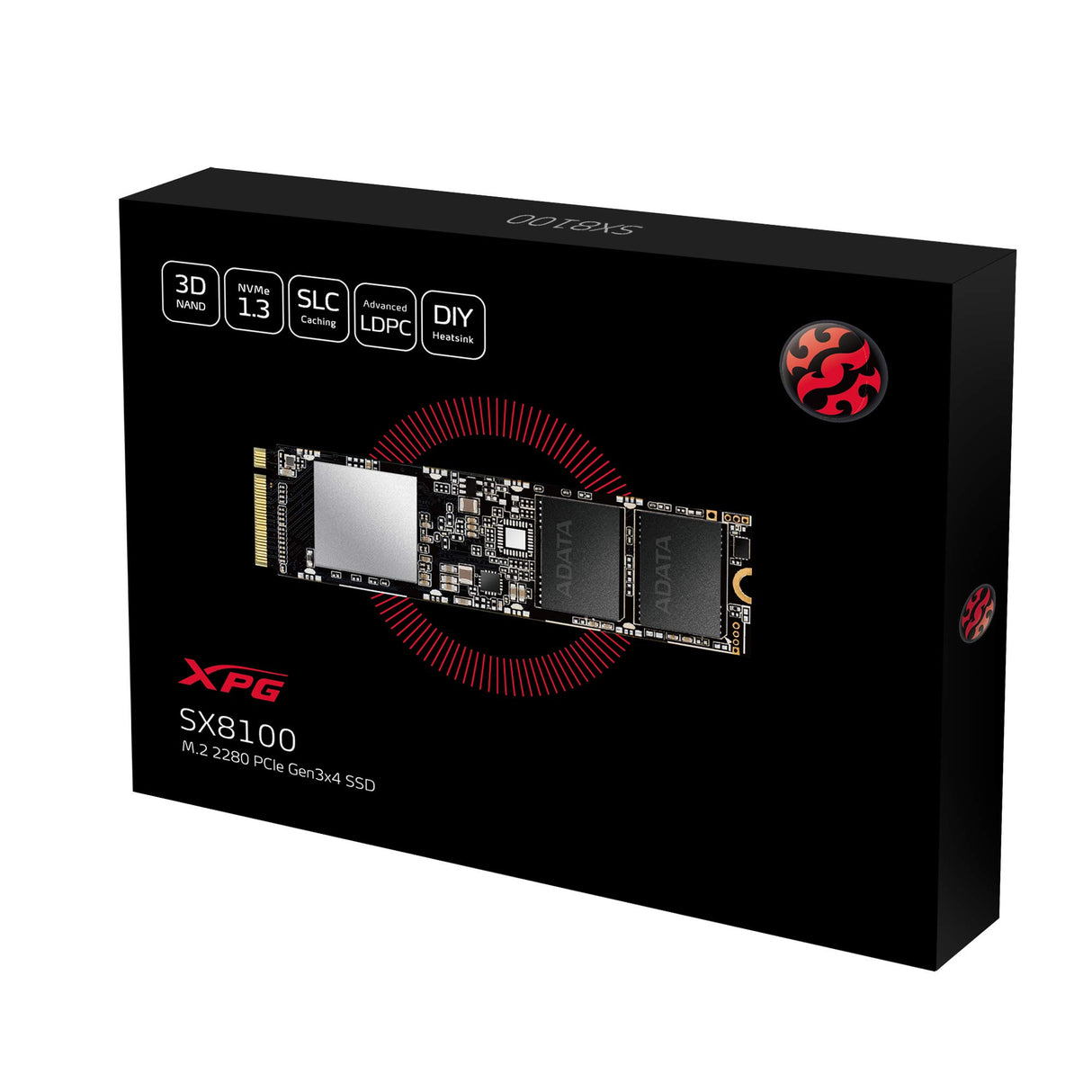 ADATA XPG SX8100 PCIe Gen3x4 M.2 2280 Unidad de Estado sólido, 4TB, hasta 3500 MB/s, NVMe 1.3, 3D NAND Flash, LDPC, Raid Engine