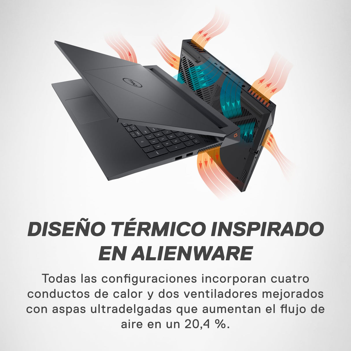 DELL G15 5530 Ordenador portátil Gaming 15.6" FHD 120Hz Display, Intel Core i5-13450HX, NVIDIA RTX 3050 6GB, 16GB RAM, 512GB SSD, Ubuntu Teclado retroiluminado QWERTY Español, Gris