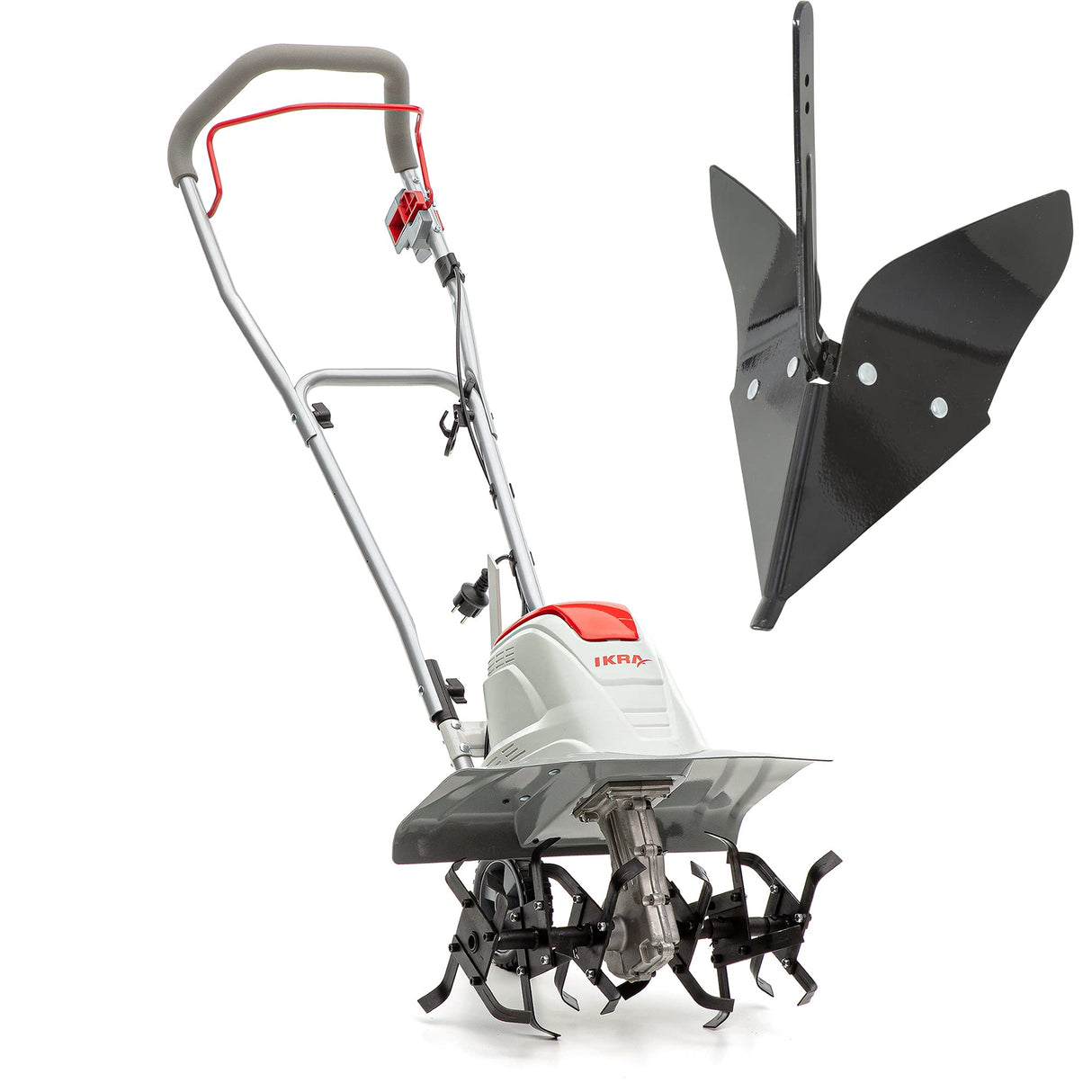 IKRA motoazada eléctrica motocultor cultivador Fem 1500, Ancho útil 17-45cm, 1500W, Incl. arado aporcador