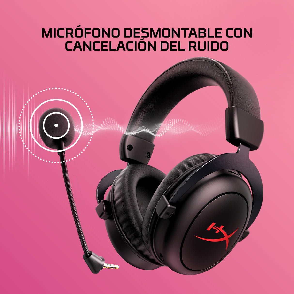 HyperX Cloud II Core Wireless - Auriculares gaming para PC, DTS Headphone:X audio espacial, almohadillas viscoelásticas, Negro