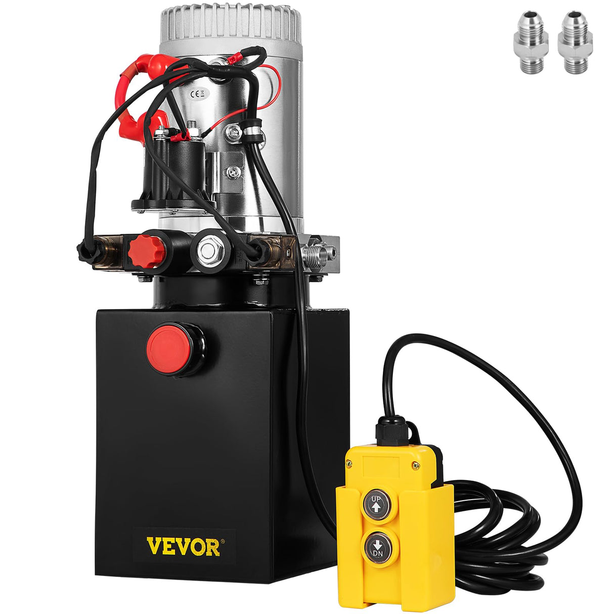 VEVOR Bomba Hidráulica con Efecto Doble 4L, para Remolque y Tanques de Metal, 12V
