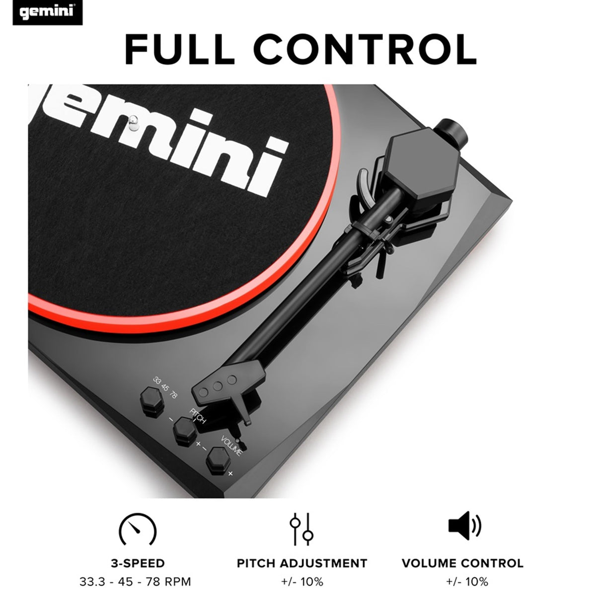 Gemini TT-900 Red | Tocadiscos con Sistema de Sonido – Bluetooth – Sistema Completo
