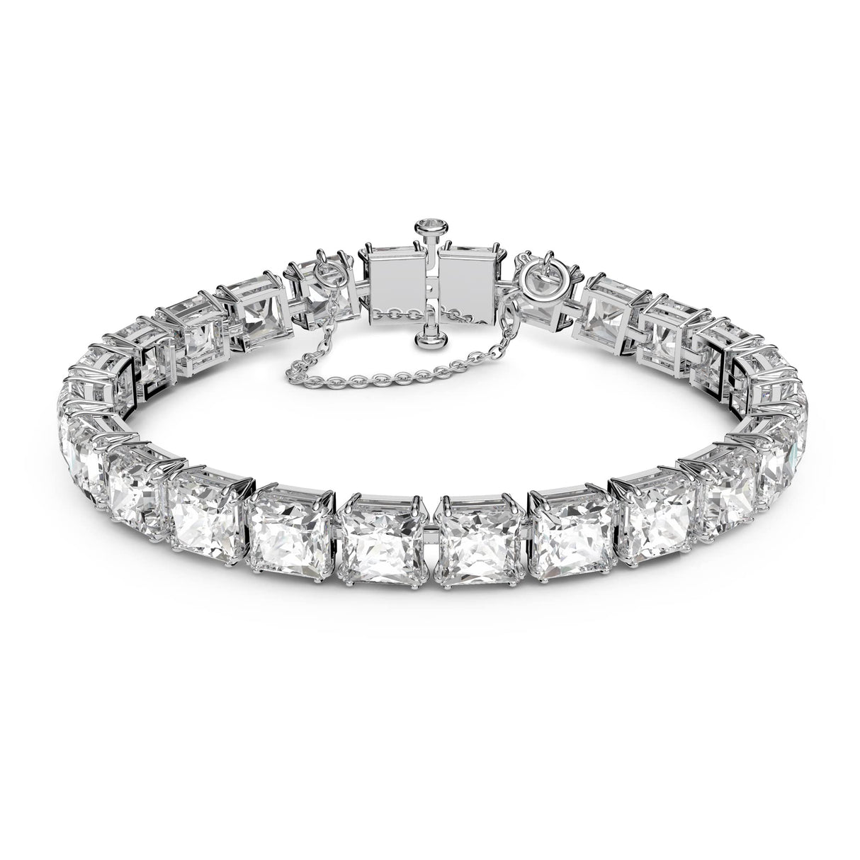 Swarovski Pulsera Millenia, Talla cuadrada, Pequeña, Blanca, Baño de rodio