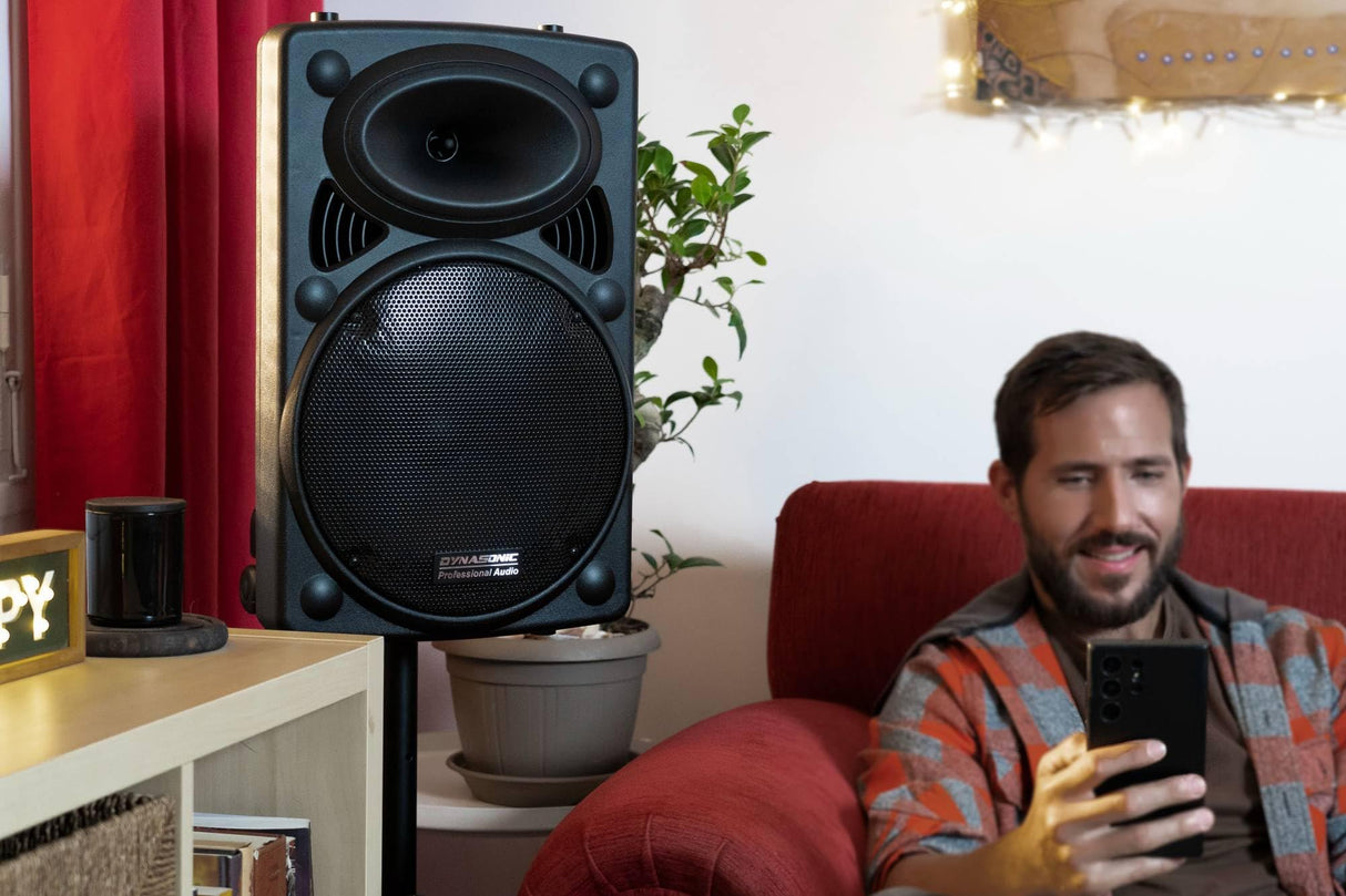 DYNASONIC - DYNAPRO 12 Plus (3ª Generación Pack Tripode) Altavoz Bluetooth Portatil Profesional, Altavoz Bluetooth Potente 700W 2 microfonos Karaoke, Soporte Tablet y tripode