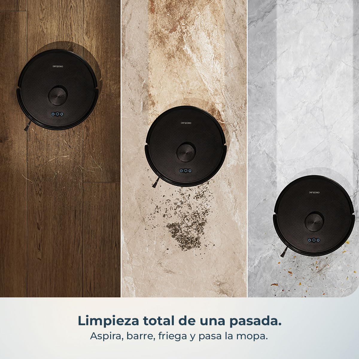 Cecotec Robot Aspirador con Navegación Giroscópica y App Conga M50 X-Treme. 7000Pa, Barre, Aspira, Friega y Pasa la Mopa, Autonomía 160mins, Sensores Anticaídas, Cepillo Multifunción, TotalSurface