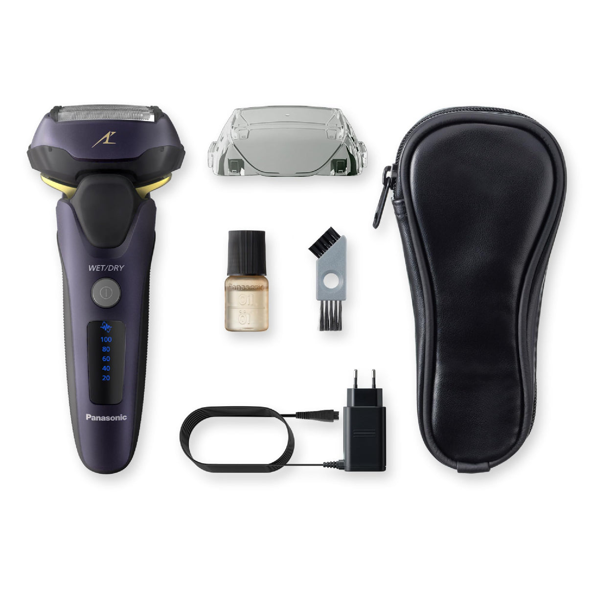 Panasonic Series 800 ES-LV67 Afeitadora premium (Motor ultrarrápido, 5 hojas precisión nanométrica, cabezal multiflexible con 16 direcciones, funda de viaje, lavable, ion de litio) morado y negro