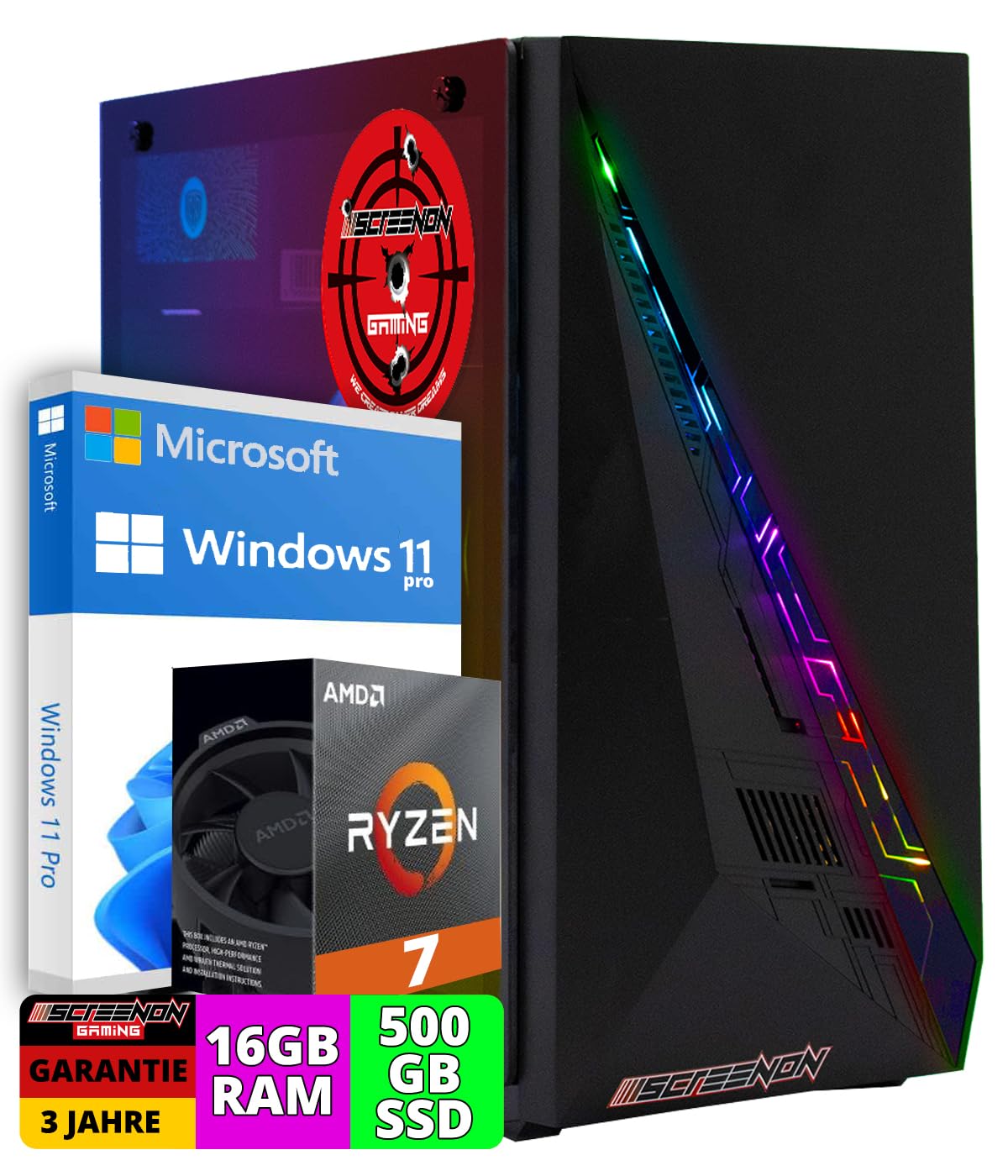 ScreenOn - PC Gaming Ryzen 7 5700G • Radeon Vega 8 2Gb grafische kaart • 16Gb RAM DDR4 3200mhz • 512GB m.2 • Windows 11 Pro • WiFi 300mbps • Gamer-pc