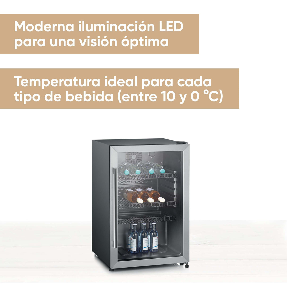 SEVERIN - Refrigerador de botellas, suficiente para 56 botellas de 0.33L cada una. Temperaturas entre 10 y 0 °C. CFKS 8840