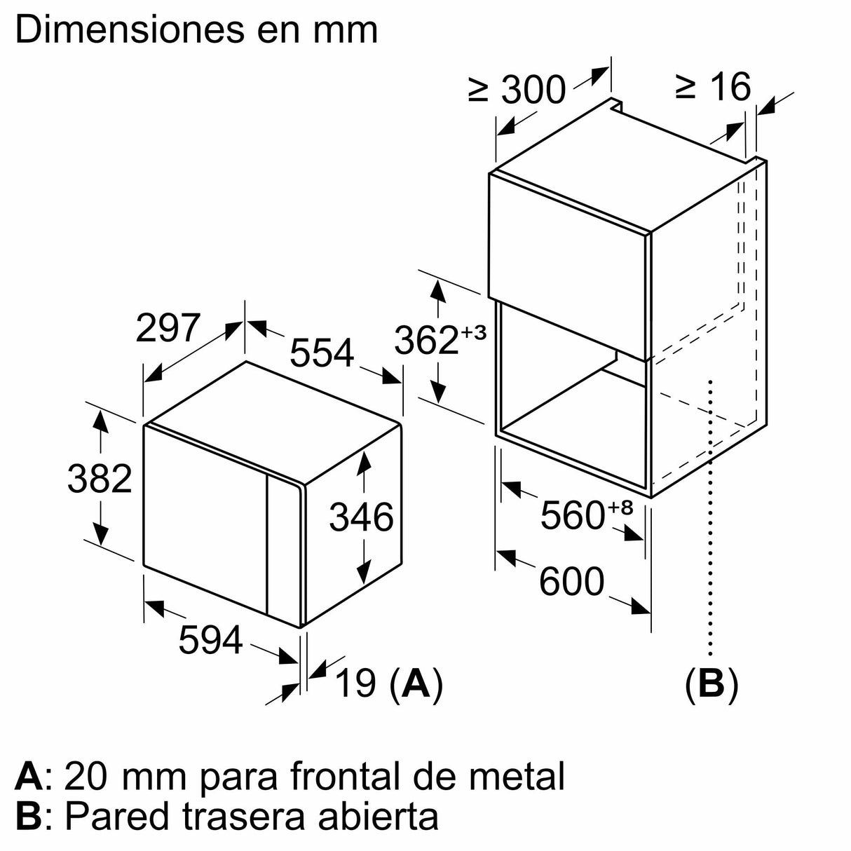 Balay 3CG5172N2 - Microondas, electrónico, Encastrable sin marco, 38 cm, 20 l, 5 F, Aqualisis, Ap. lateral izquierda, 8 recetas, Plato giratorio 25.5 cm, Con grill, Cristal Negro