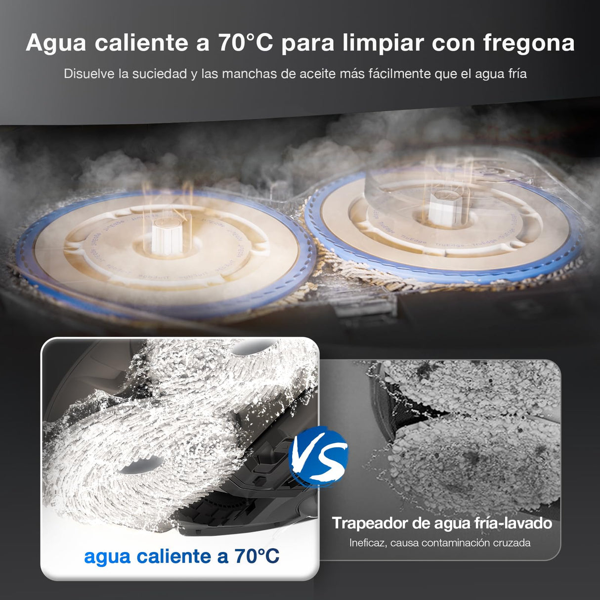 ECOVACS Deebot T30S Combo Complete: Aspiradora Robot Completa con Limpieza inalámbrica, estación Todo en uno, 11000 Pa, tecnología ZeroTangle, Sistema de Limpieza de Bordes, Agua Caliente.