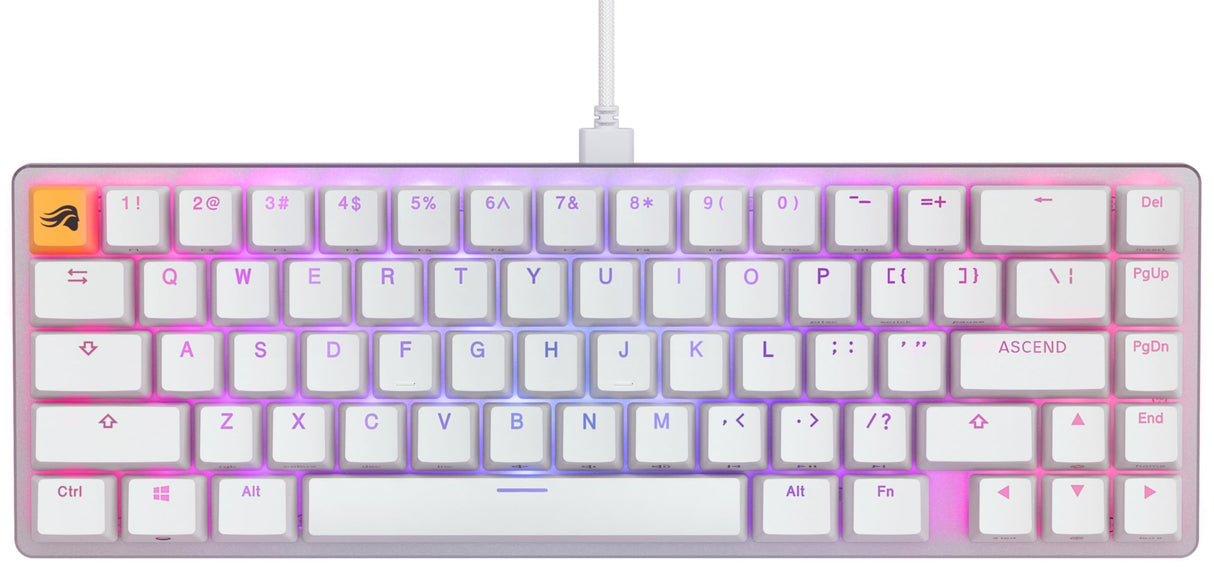 Glorious Gaming GMMK 2 Compact 65% - Teclado gaming mecánico, compacto TKL 65%, carcasa de aluminio, personalizable, keycaps dobles, switches Fox, RGB, distribuciones QWERTY estadounidense - Blanco