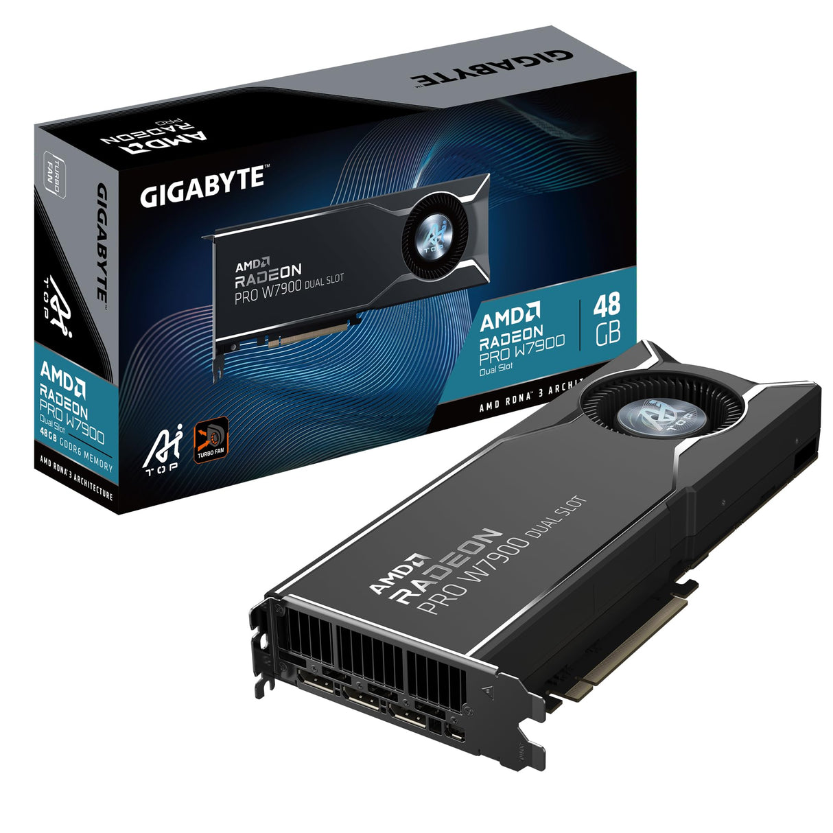 Gigabyte Radeon Pro W7900 Dual Slot AI Top 48G Tarjeta gráfica - 48GB GDDR6, 384bit, PCI-E 4.0, 3 x DisplayPort 2.1, W7900 AI Top 48G