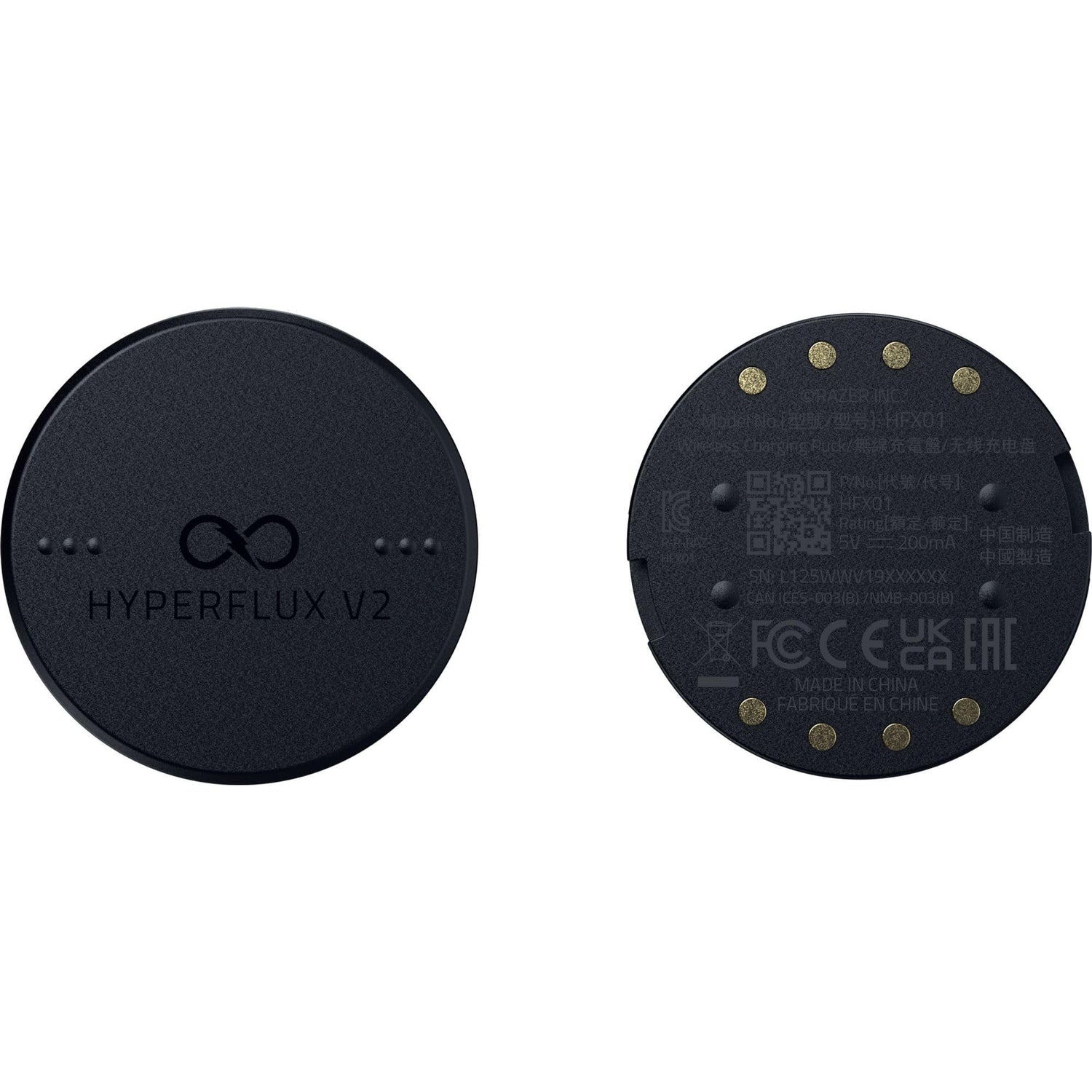 Razer HyperFlux V2 - Sistema de Alfombrilla de Carga inalámbrica para Ratones de Juego - Alfombrilla de ratón de Juego y Disco de Carga (indicador LED de Carga, pies de Goma Antideslizantes) Negro