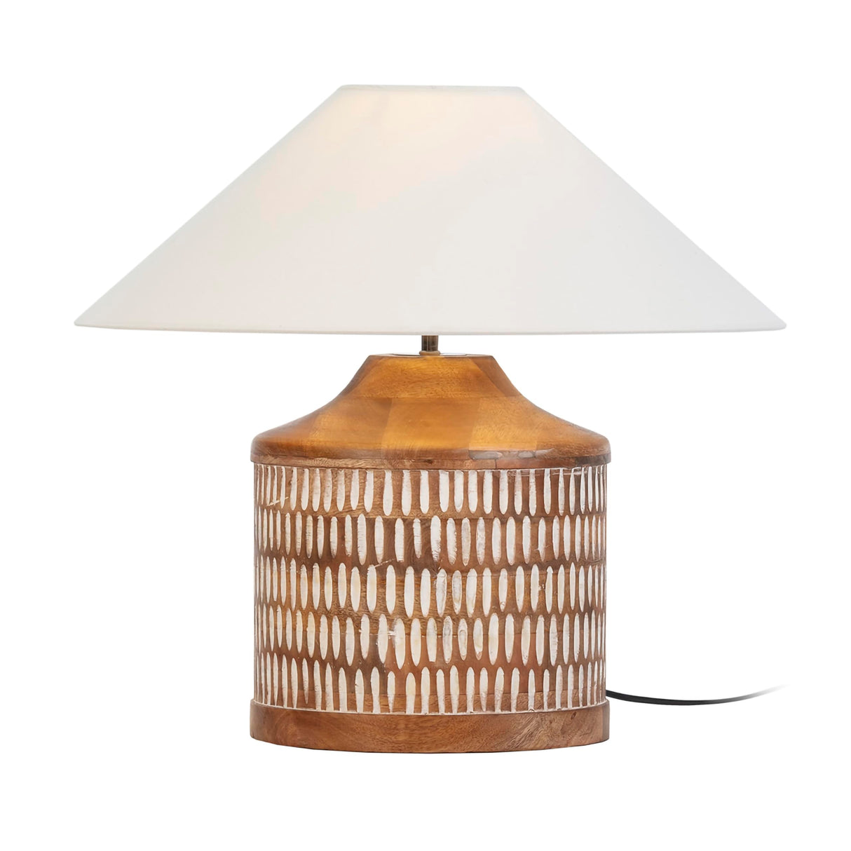 LAMPARA SOBREMESA 27X27X35 MADERA BLANCO LAVADO/SIN PANTALLA