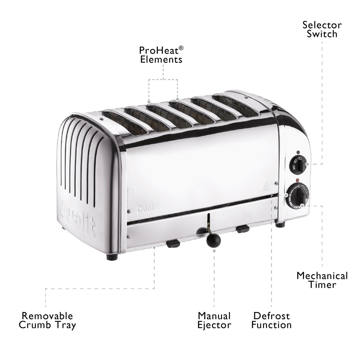 Tostadora para pan 6 rebanadas acero inox Dualit