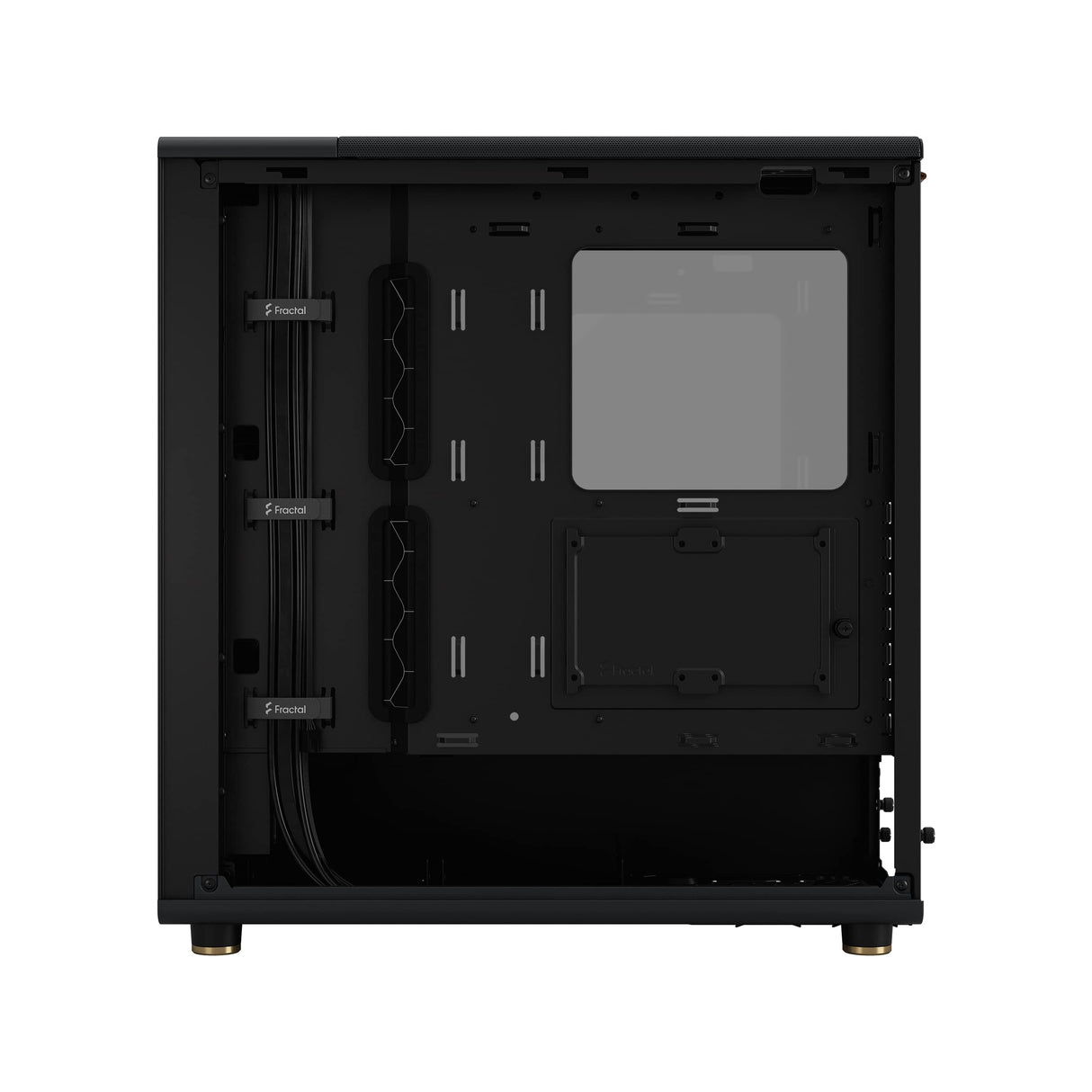 Fractal Design North Charcoal Black Tempered Glass Dark - Frente de Madera de Nogal - Panel Lateral de Vidrio - Incluye Dos Ventiladores Aspect PWM de 140 mm - Puerto USB Tipo C