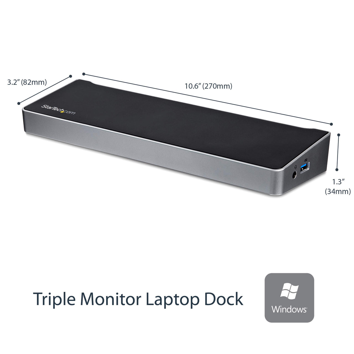 StarTech.com Docking Station USB 3.0 2x DisplayPort y HDMI 4K para 3 Monitores - Hub 5x USB-A (1x Fast Charge) - Audio de 3.5mm - Red GbE - Replicador de Puertos USB-A - Mac y Windows (USB3DOCKH2DP)