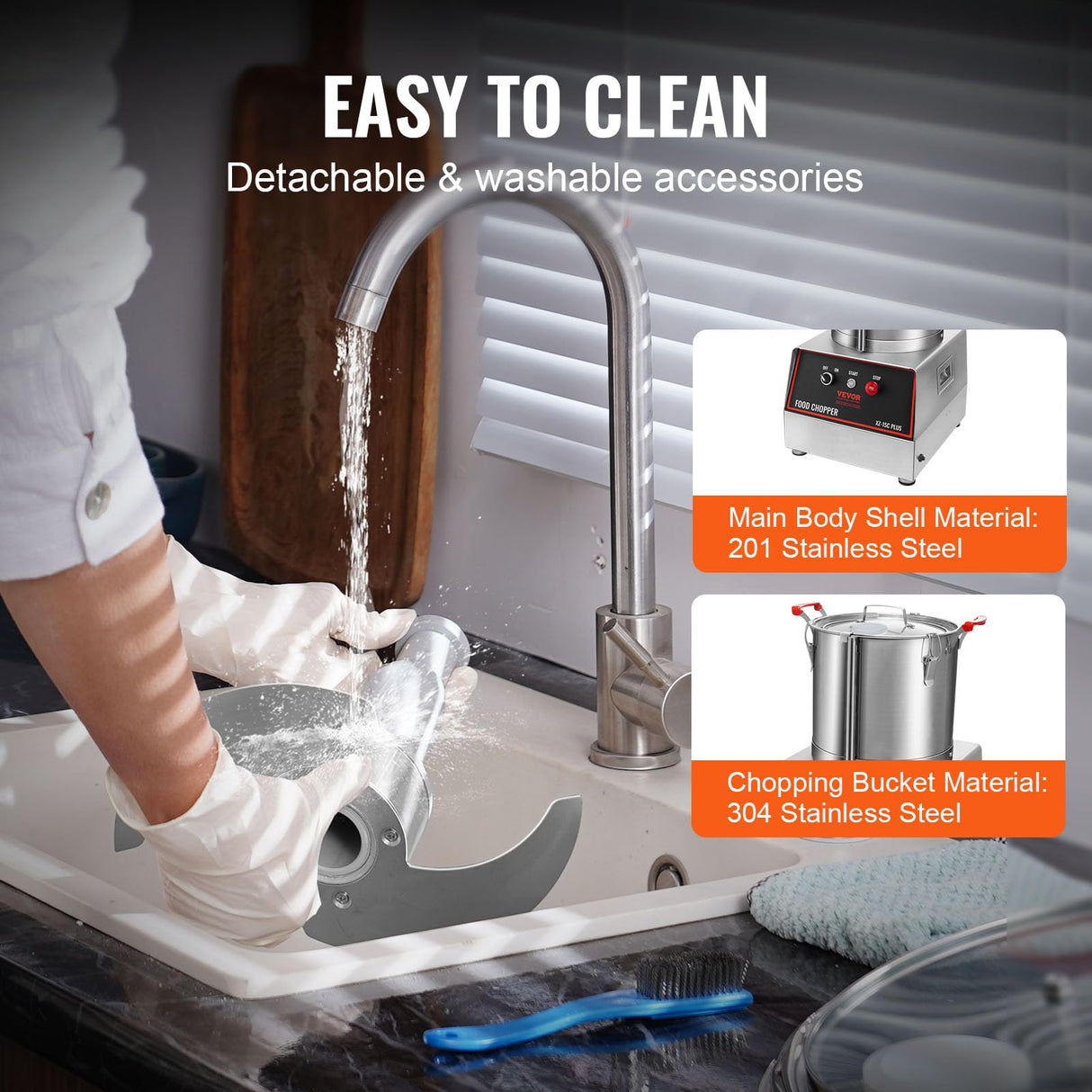 VEVOR Mezclador de Cocina Multifunción 1400 W Capacidad de 15 L Picadora Eléctrica de Acero Inoxidable Procesador de Alimentos para Verduras Frutas Preparación Culinaria Restaurante Hotel Cocina