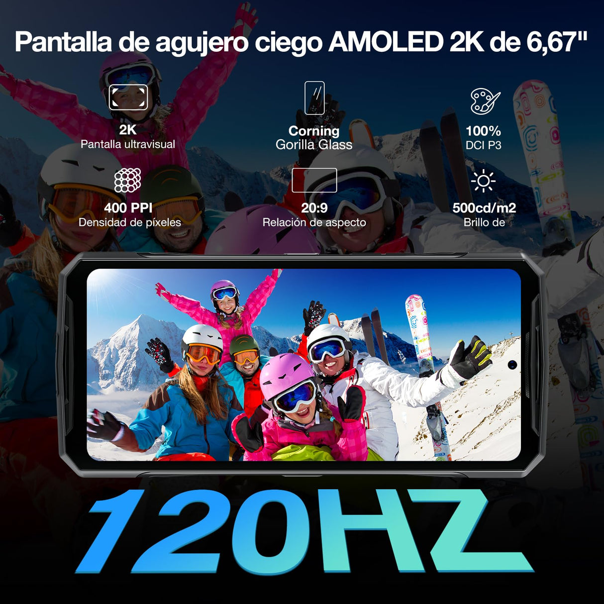 DOOGEE DK10 5G Movil Resistente 32GB + 512GB, Dimensity 8020 Teléfono Móvil 2.5K AMOLED 6.67" FHD+ 120Hz, Cámara Cuádruple 64+50MP, 5150mAh Batería con Carga Flash 120W, NFC WiFi6 OTG Huella Lateral