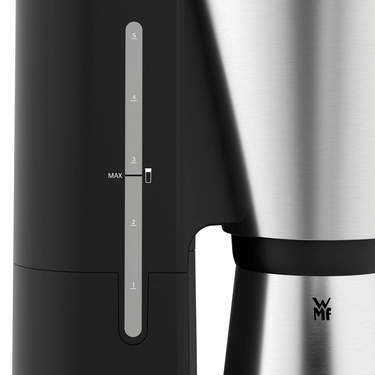 WMF Kitchenminis - Cafetera Aroma de goteo con termo, cafetera de filtro para hasta 5 tazas de café, vaso térmico 350 ml, programa antical, indicador agua, display digital, filtro extraible, 760 W