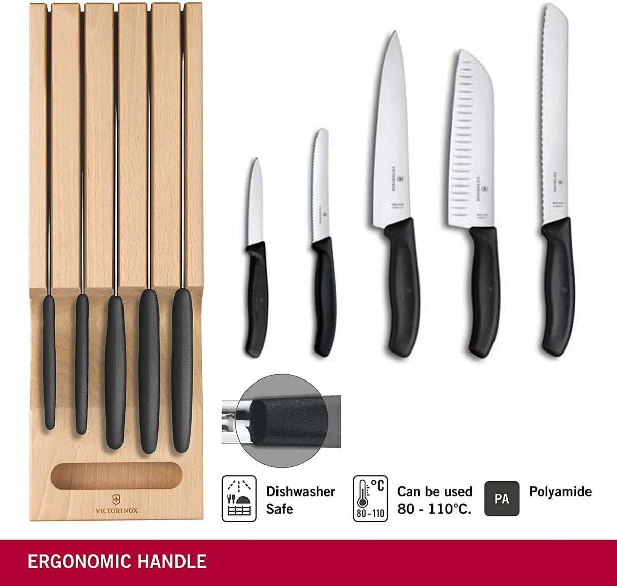 Victorinox Juego de 3 Cuchillos para Verduras, inoxidables, Aptos para lavavajillas, Rojo, Naranja y Verde
