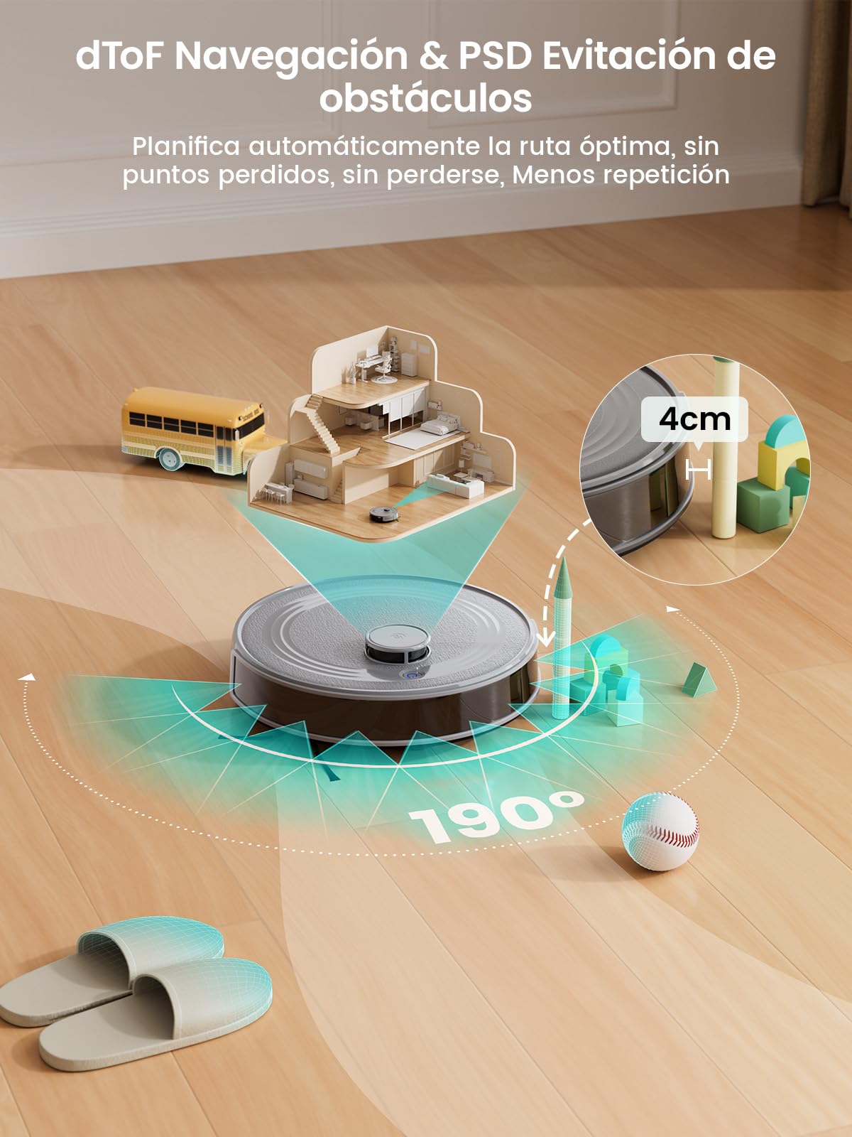 LEFANT M2 Robot Aspirador y Fregasuelos, 6000Pa, 140min, Navegación dToF, Mapeo 3 Pisos, Evitación Mejorada PSD, Limpieza Personalizada, WiFi/App/Alexa, Gris