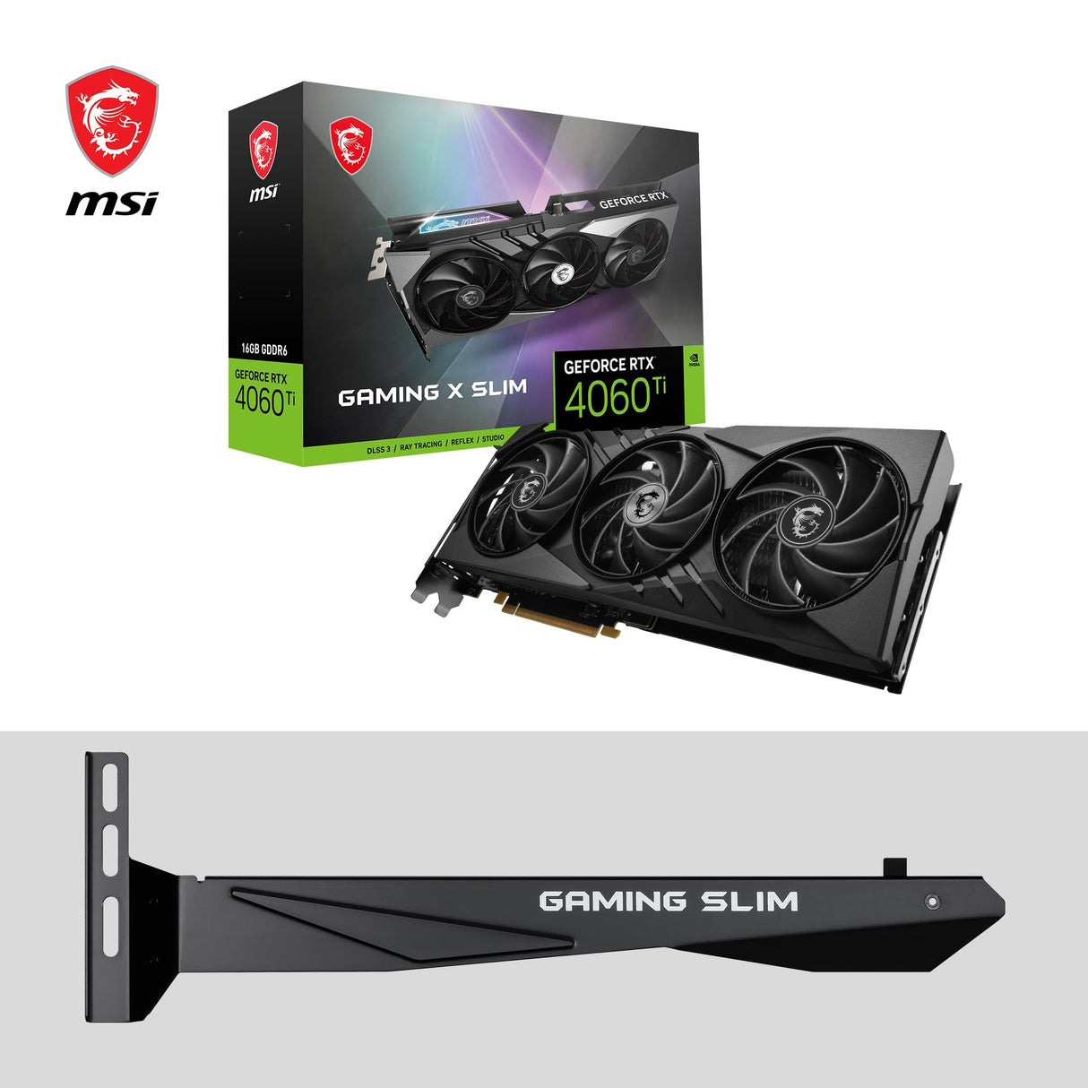 MSI GeForce RTX 4060 Gaming X Slim Tarjeta Gráfica - RTX 4060 Ti, GDDR6, 16GB, PCIe 4.0-2 x TORX Fan 4.0 - HDMI 2.1a, DisplayPort 1.4a