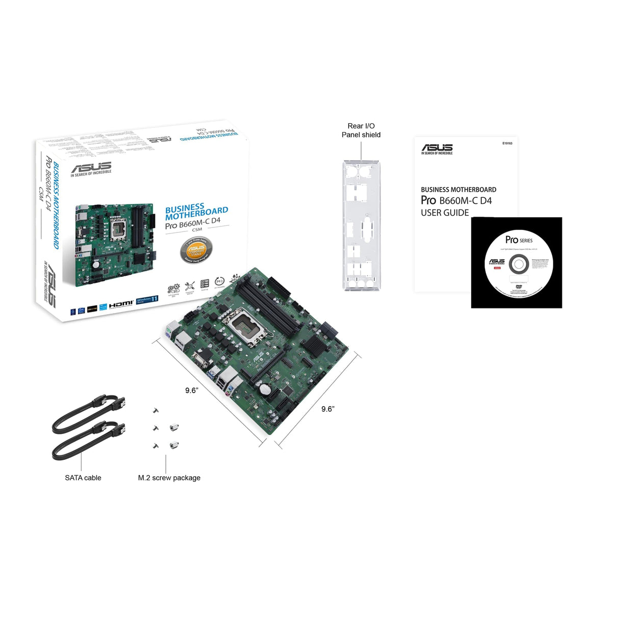 ASUS Technology Holland B.V. Pro B660M-C D4-CSM Placa Base mATX, Intel B660, LGA1700, DDR4, PCI 4.0, LAN Intel 1Gb Realtek 7.1 Surround, 2xM.2, 4xSATA 6GB/s, USB 3.2 Gen 1 Control Center Express Negro