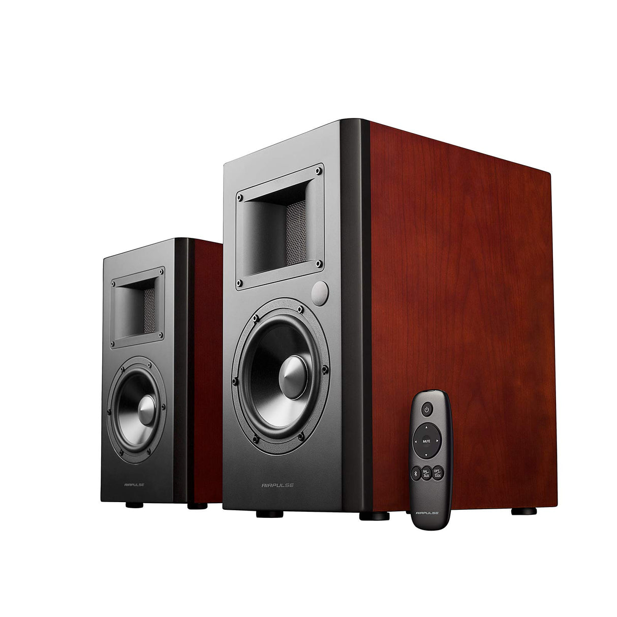 Airpulse A200 Aktives Bücherregal Bluetooth Lautsprechersystem mit Signature Phil Jones Design - Kirschholz