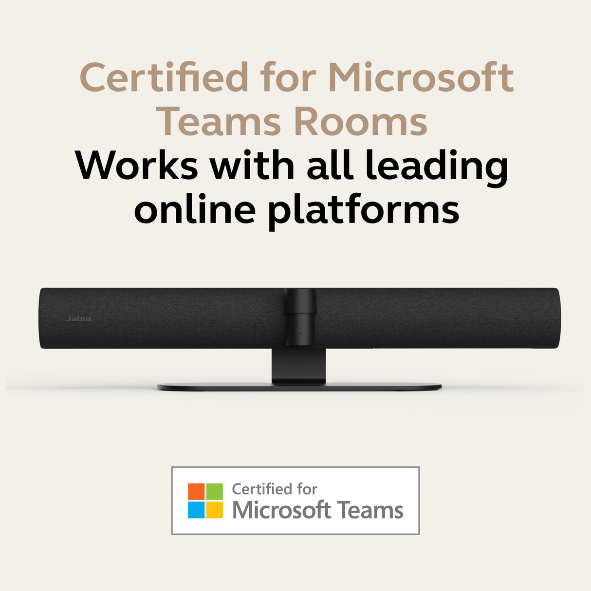Jabra PanaCast 50 VBS - Salas preseleccionadas de Microsoft Teams - Android, visión panorámica 4K de 180°, Zoom Inteligente, Funciones de reunión, 4 potentes Altavoces, micrófonos con Panel táctil