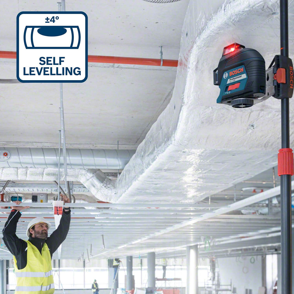 Bosch Professional Nivel láser GLL 3-80 (láser rojo, interior, alcance: hasta 30m, 4 pilas AA, maletín)