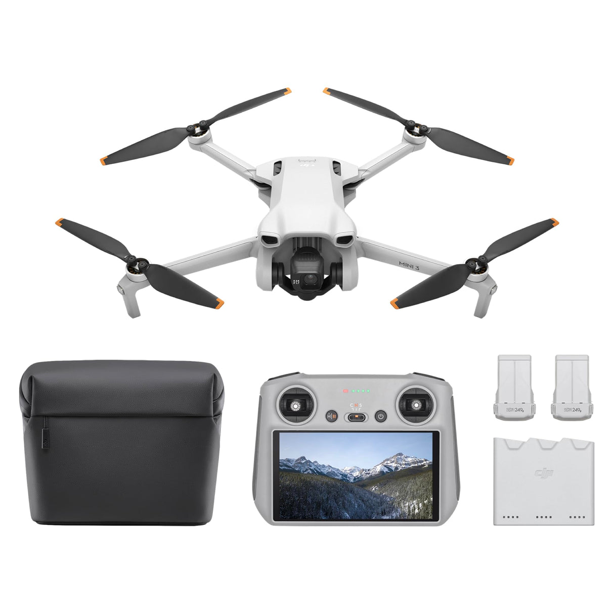 DJI Pack Mini 3 Vuela Más (RC) – Dron Mini con cámara ligero y plegable con vídeo 4K HDR, 38 min de tiempo de vuelo, Grabación vertical y funciones inteligentes, Color Gris, C0