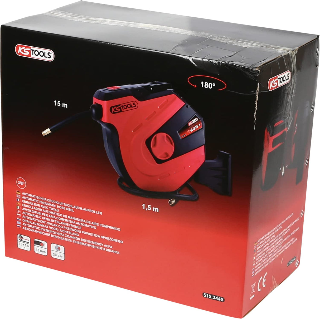 KS Tools 515.3445 Enrollador de manguera de aire comprimido para la pared KS