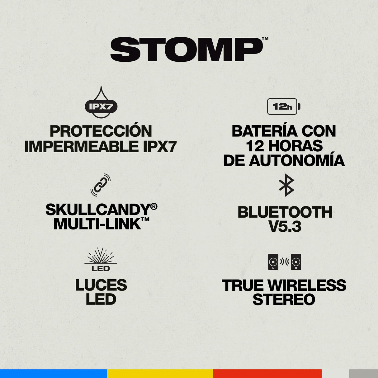 Skullcandy Barrel Altavoz Inalámbrico Portátil con Bluetooth de Tamaño Grande para Fiestas, con Impermeabilidad IPX5, 12 Horas de Batería, True Wireless Stereo con Luces LED y Asa de Transporte, Black