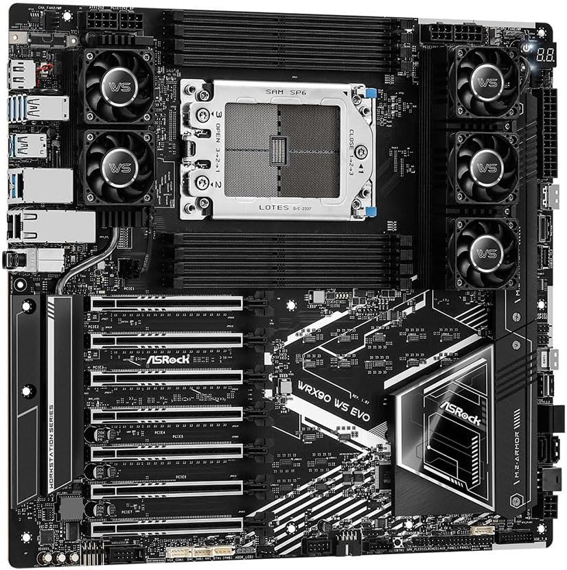 Asrock WRX90 WS EVO, Workstation, AMD WRX90, sTR5, EEB, 8 DDR5 ECC, Dual 10G LAN, SlimSAS, MCIO, 7x PCIe5 x16, 2x M.2
